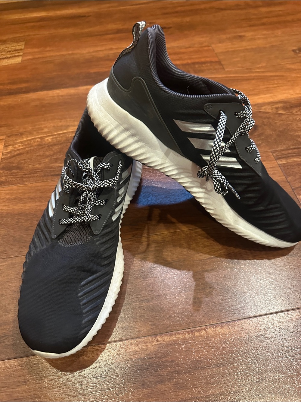 Black ADIDAS Men's Athletic Sneakers with White Soles SZ 12